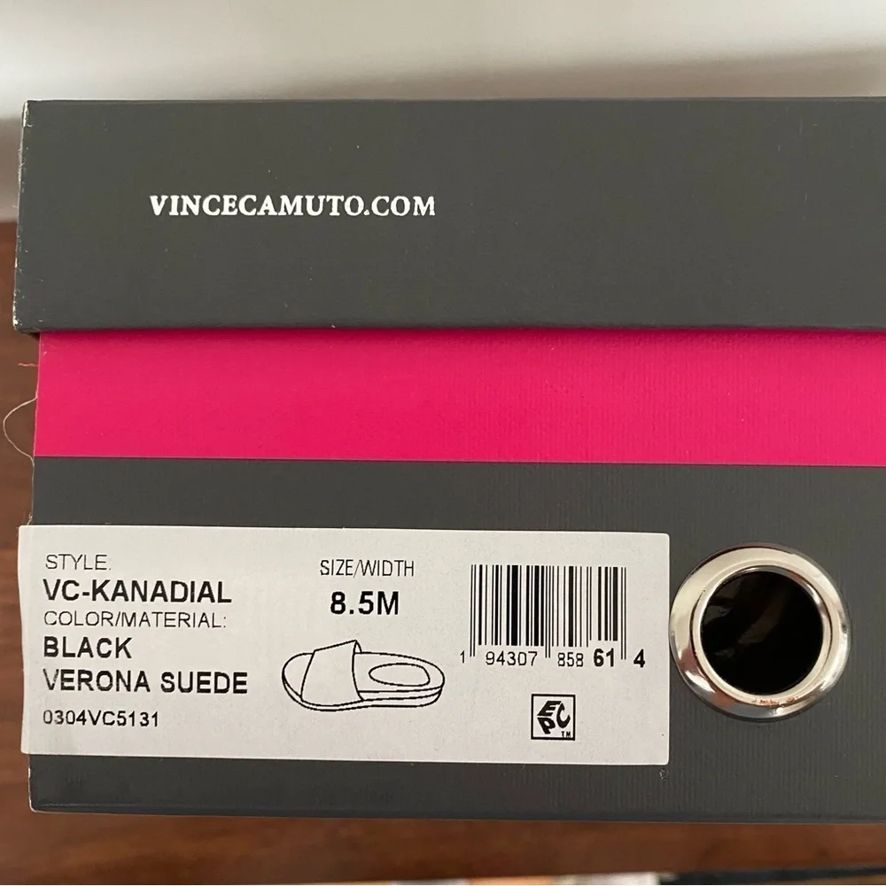 Vince Camuto Kanadial Black Verona Suede slipper Slide Sandal Size 8.5